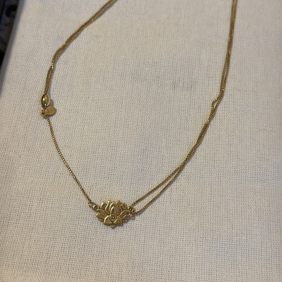 Alex and Ani Gold Lotus Blossom Adjustable 14kt gold over Sterling Necklace NEW - Picture 3 of 3